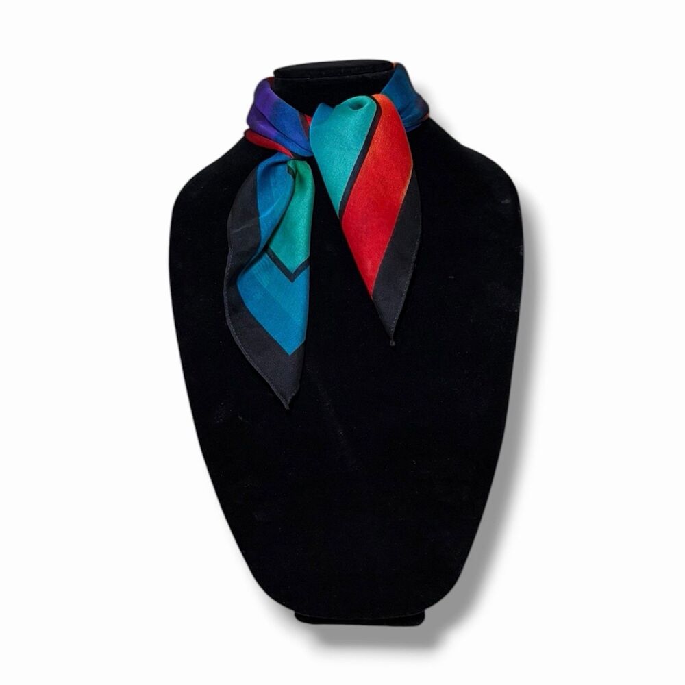Vintage Multicolor Scarf 20โ X 20โ Square Scarve Unisex Elegant Fashion